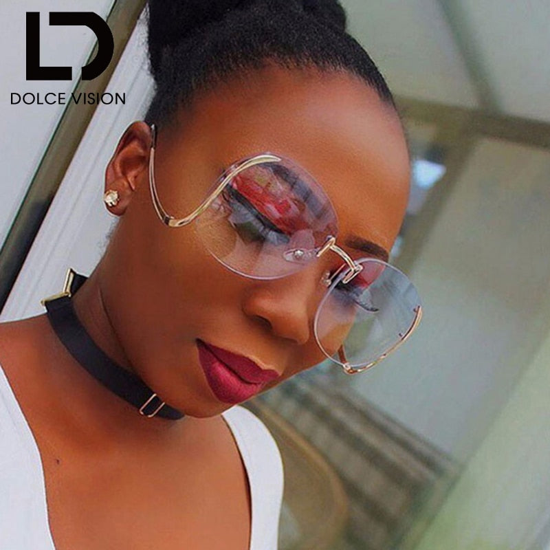 DOLCE Rimless Sunglasses Women Trend Shades Gradient